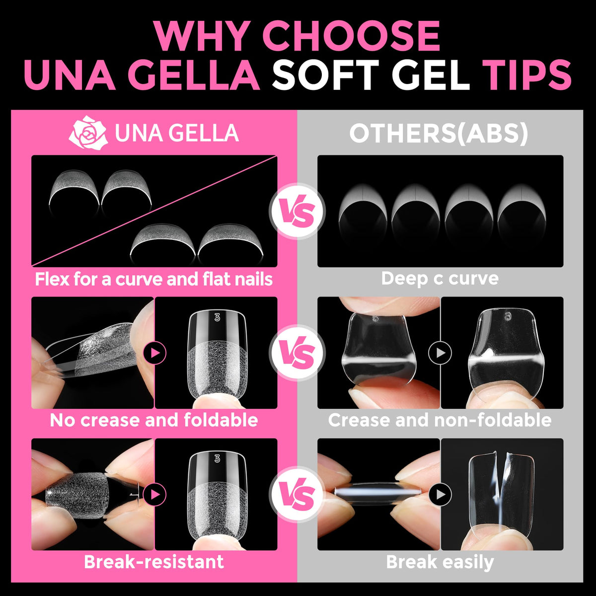 UNA GELLA Extra Short Square Kids Nail Tips 216Pcs Squoval Press On Nails Jansha Store