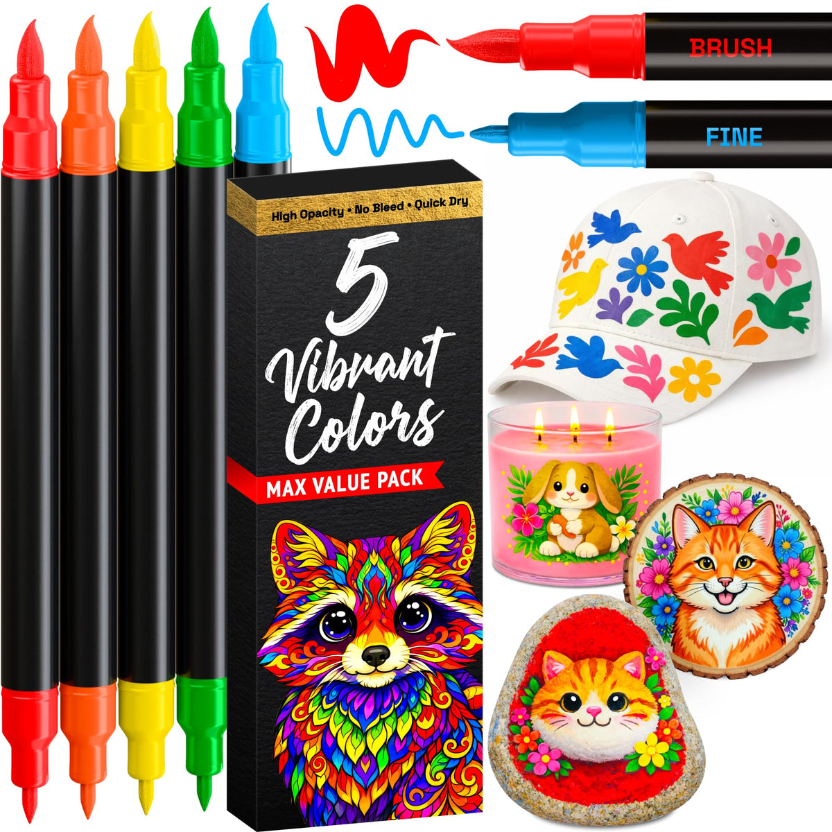 ARTISTRO 36 Multicolor Dual-Tip Acrylic Paint Marker Pens for Drawing Jansha Store