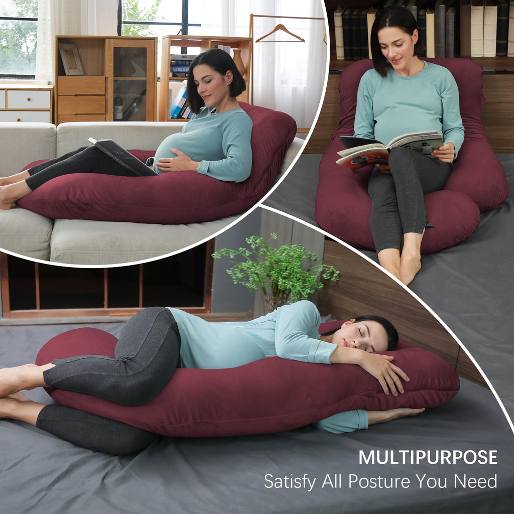 MOON PARK Pregnancy Pillows for Sleeping - U Shaped Full Body Maternity Pillow with Removable Cover - Support for Back, Legs, Belly, HIPS - 65 Inch - Purple Jansha Store