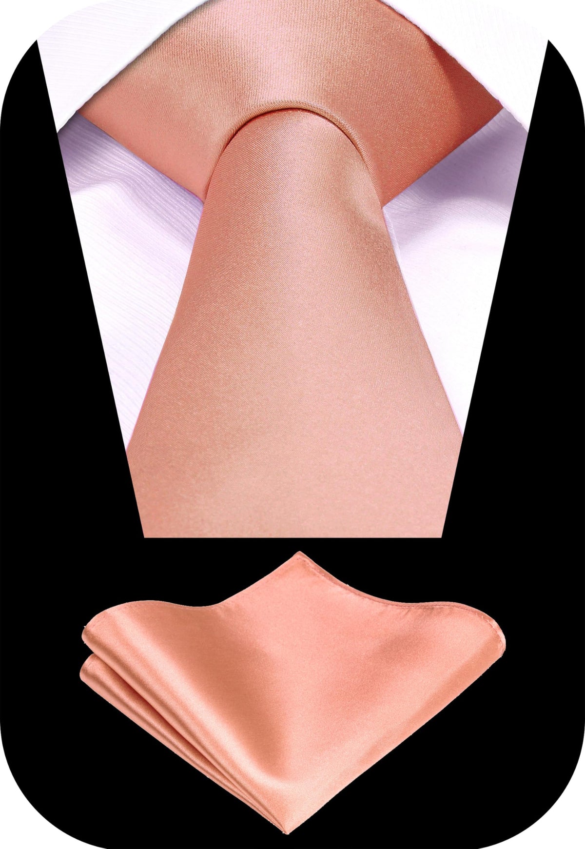 TIE G Solid Satin Woven dyed Color Formal Black Necktie and Pocket Square Sets in Gift Box Jansha Store