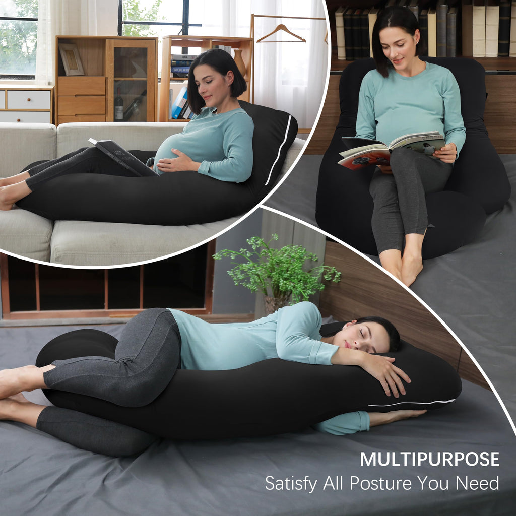 MOON PARK Pregnancy Pillows for Sleeping - U Shaped Full Body Maternity Pillow with Removable Cover - Support for Back, Legs, Belly, HIPS - 65 Inch - Purple Jansha Store