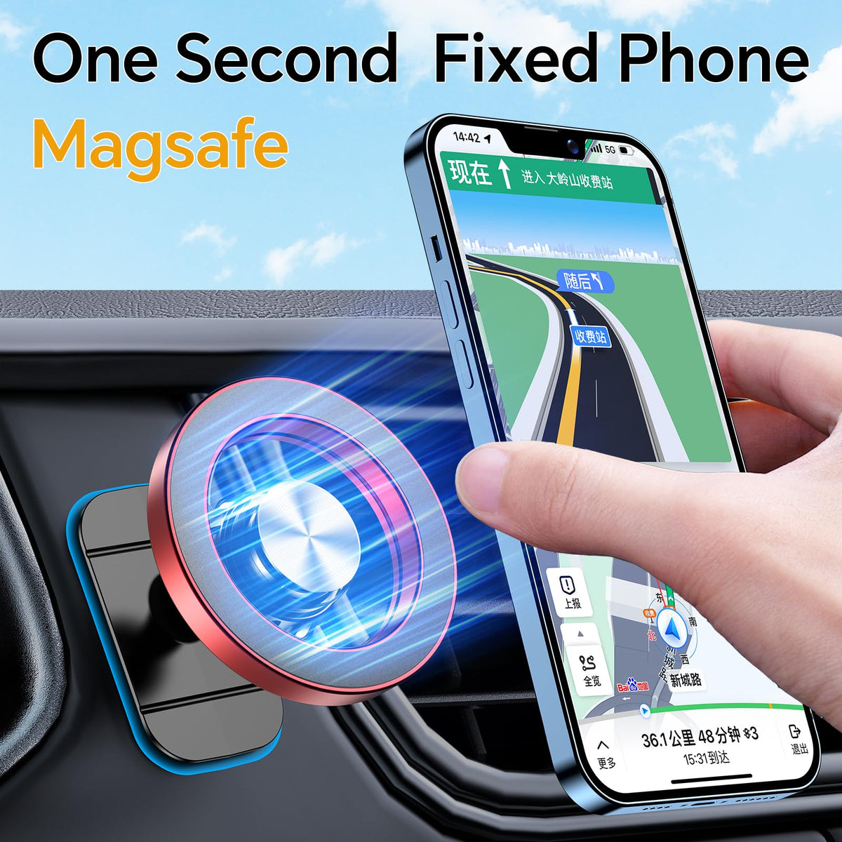 Kaistyle for Magsafe Car Mount【Strong Magnet】 Magnetic Phone Holder for Car Phone Holder Mount Dash Mounted Holders Phone Holders for Your Car Accessories for Women Men for iPhone 18 Pro Max 17 16 15 Jansha Store