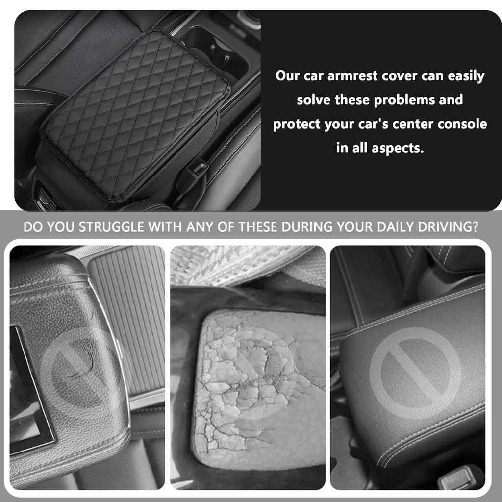 Stacool Upgraded Car Center Console Cover,Microfiber Leather Car Armrest Cover Cushion with 2 Storage Bags,Universal Car Armrest Storage Box (Brown) Jansha Store