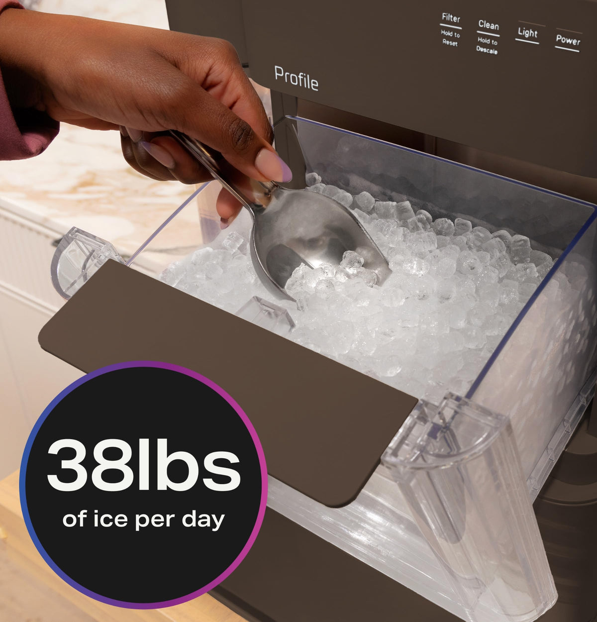 GE Profile Opal Ultra, Countertop Nugget Ice Maker, 1 Gal XL Side Tank, *Amazon Exclusive*, 38 lbs/Day, Pebble Pellet Crushed Ice Machine, WiFi Stainless Steel Jansha Store