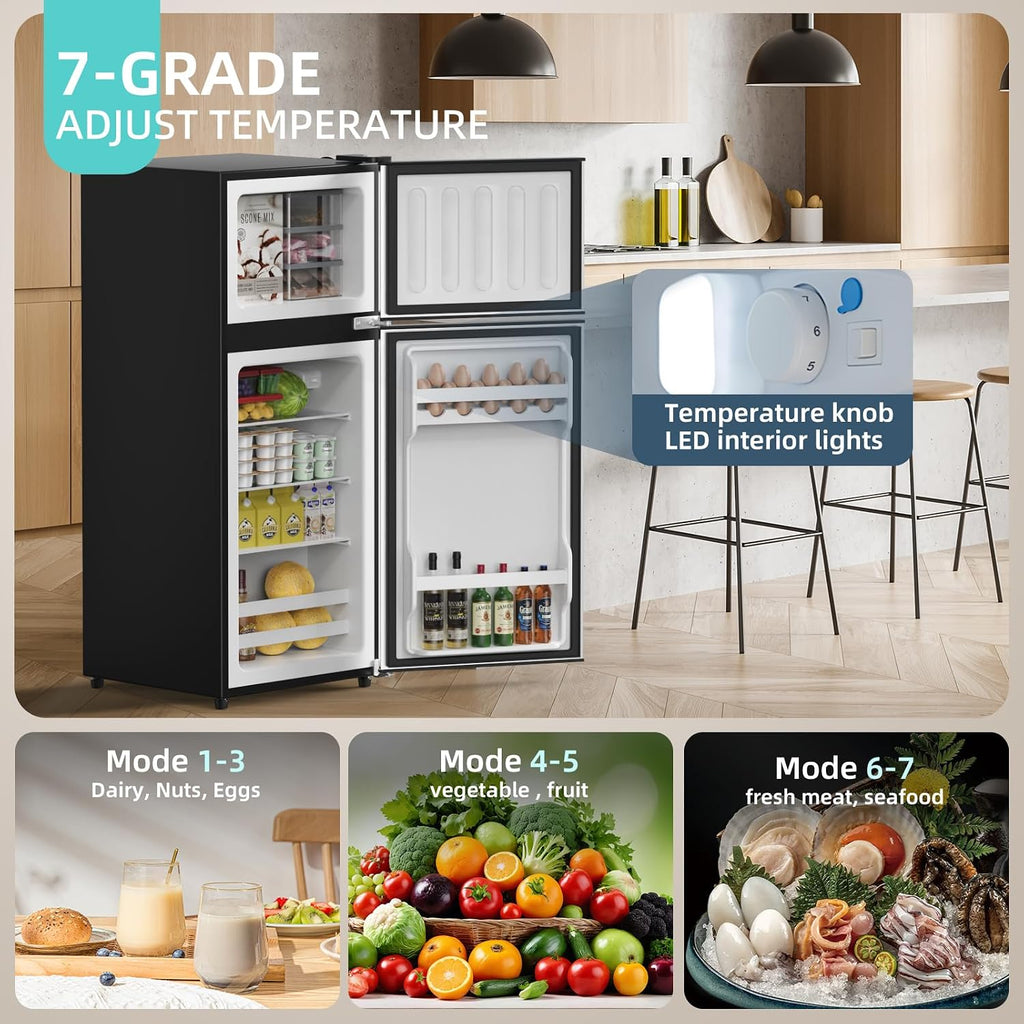 Cucina Magica Mini Fridge with Freezer, 3.8 Cu.Ft Small Fridge, Dorm Fridge Jansha Store