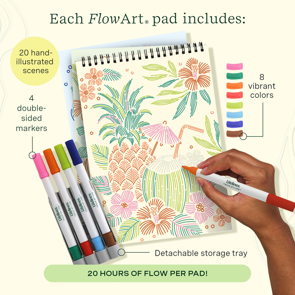 Lifelines FlowArt Activity Pads 3-Pack, Dot-by-Letter Guided Coloring Books Jansha Store
