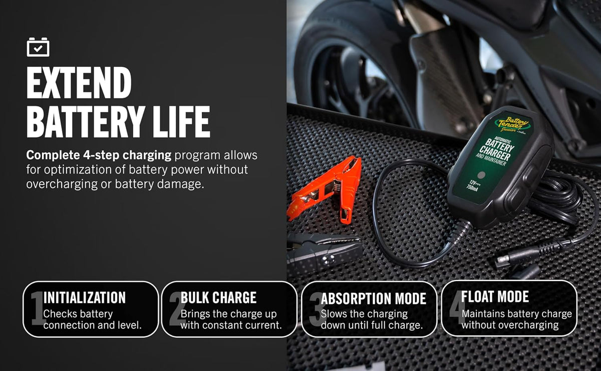 Battery Tender Junior 12V, 750mA Charger and Maintainer: Automatic 12V Powersports for Motorcycle, ATVs, and More - Smarter Than a Trickle Charger - 021-0123 Jansha Store