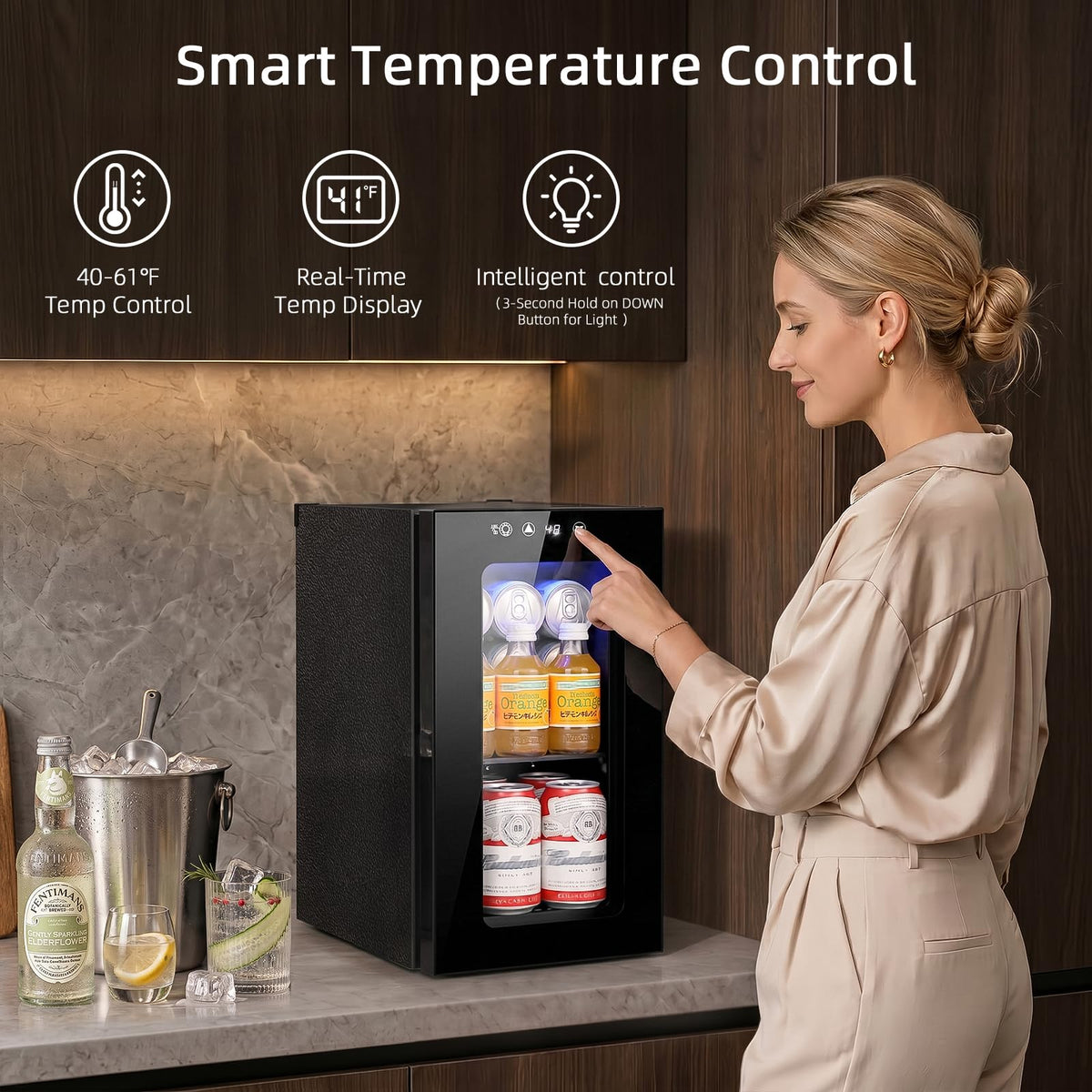 Antarctic Star Beverage Refrigerator Cooler 68 Can, Mini Fridge with Glass Door for Beer Drinks Wine,Freestanding Small Fridge with Electronic Temperature Control for Home and Bar,1.7 cu.ft Jansha Store