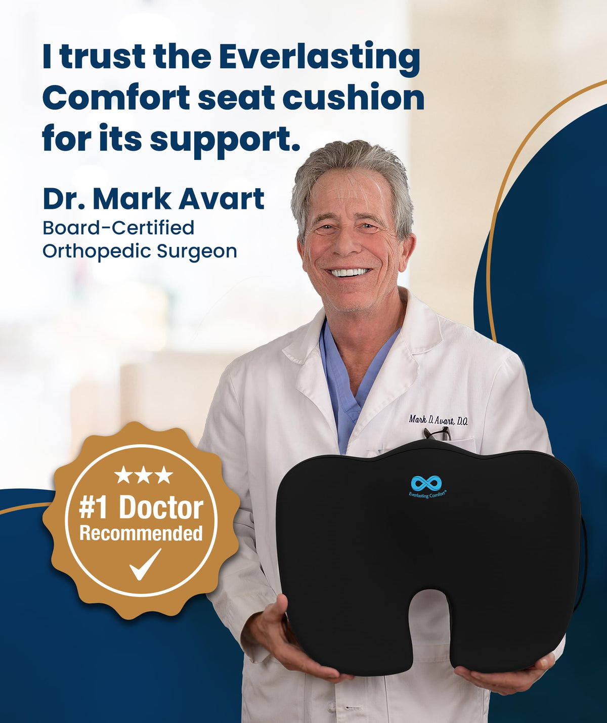 Everlasting Comfort Doctor Recommended Memory Foam Seat Cushion for Office Chairs & Car - Ergonomic Office Desk Accessories - Cushions for Tailbone Pain Relief, Sciatica (Black, Large) Jansha Store