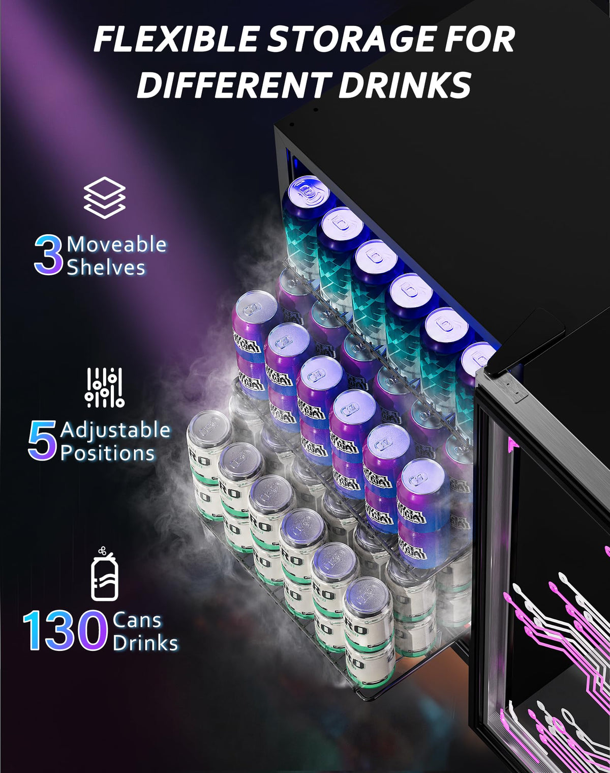 3.2 Cuft Beverage Fridge, 130 Can Mini Fridge With Glass Door, Black Jansha Store