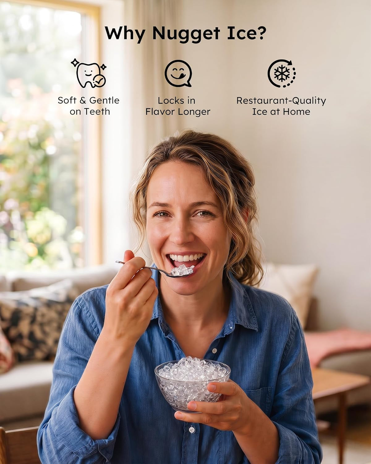 Nugget Ice Maker Countertop 38 lbs/Day Fast Chewable Ice in 5 Mins Jansha Store