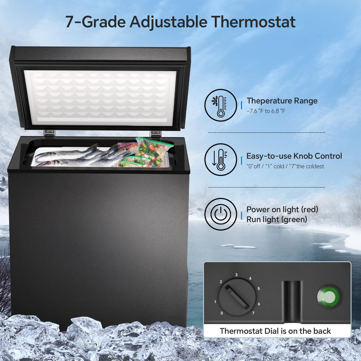 Kismile 1.8 Cu.Ft Mini Chest Freezer, Compact Deep Freezer for Home, Black Jansha Store