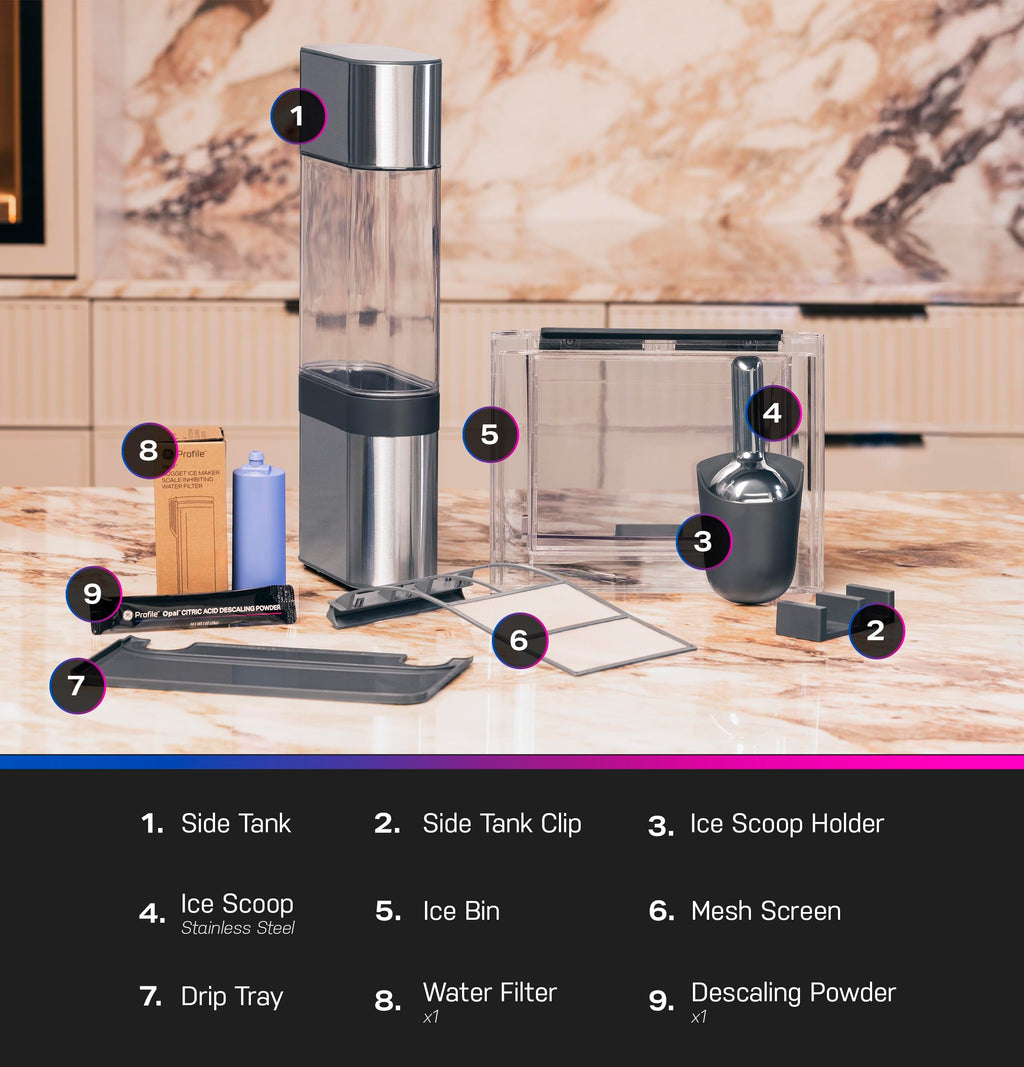 GE Profile Opal Ultra, Countertop Nugget Ice Maker, 1 Gal XL Side Tank, *Amazon Exclusive*, 38 lbs/Day, Pebble Pellet Crushed Ice Machine, WiFi Stainless Steel Jansha Store