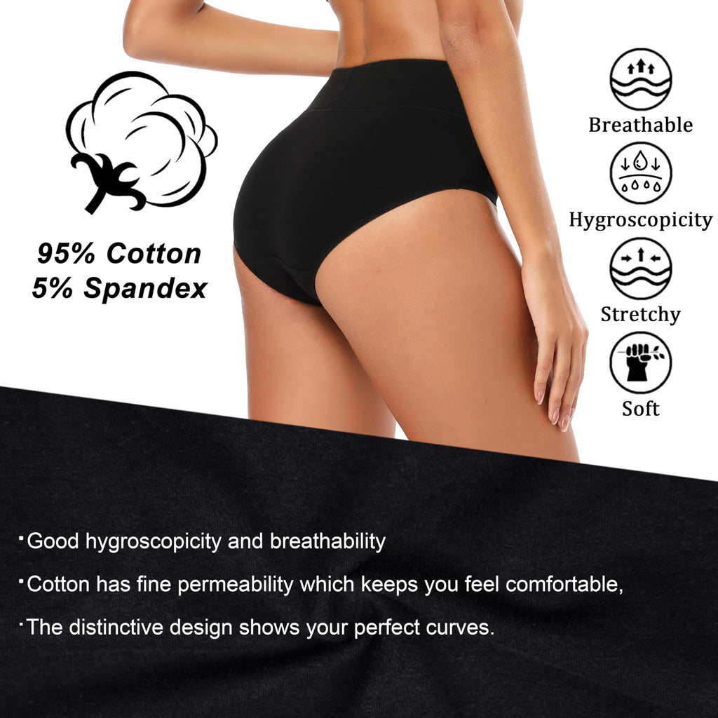 Molasus Women's Cotton Underwear High Waisted Full Coverage Ladies Panties (Regular & Plus Size) Jansha Store