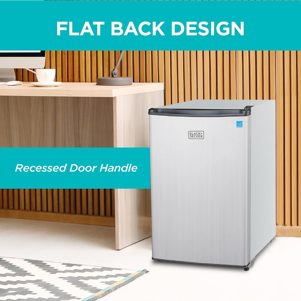 BLACK+DECKER 2.5 Cu. Ft. Compact Refrigerator, BCRK25V, Stainless Look Jansha Store