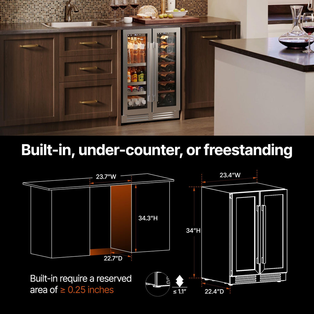 Ca'Lefort 24'' Beverage Refrigerator, 180 Can Beverage Fridge Under Counter Jansha Store