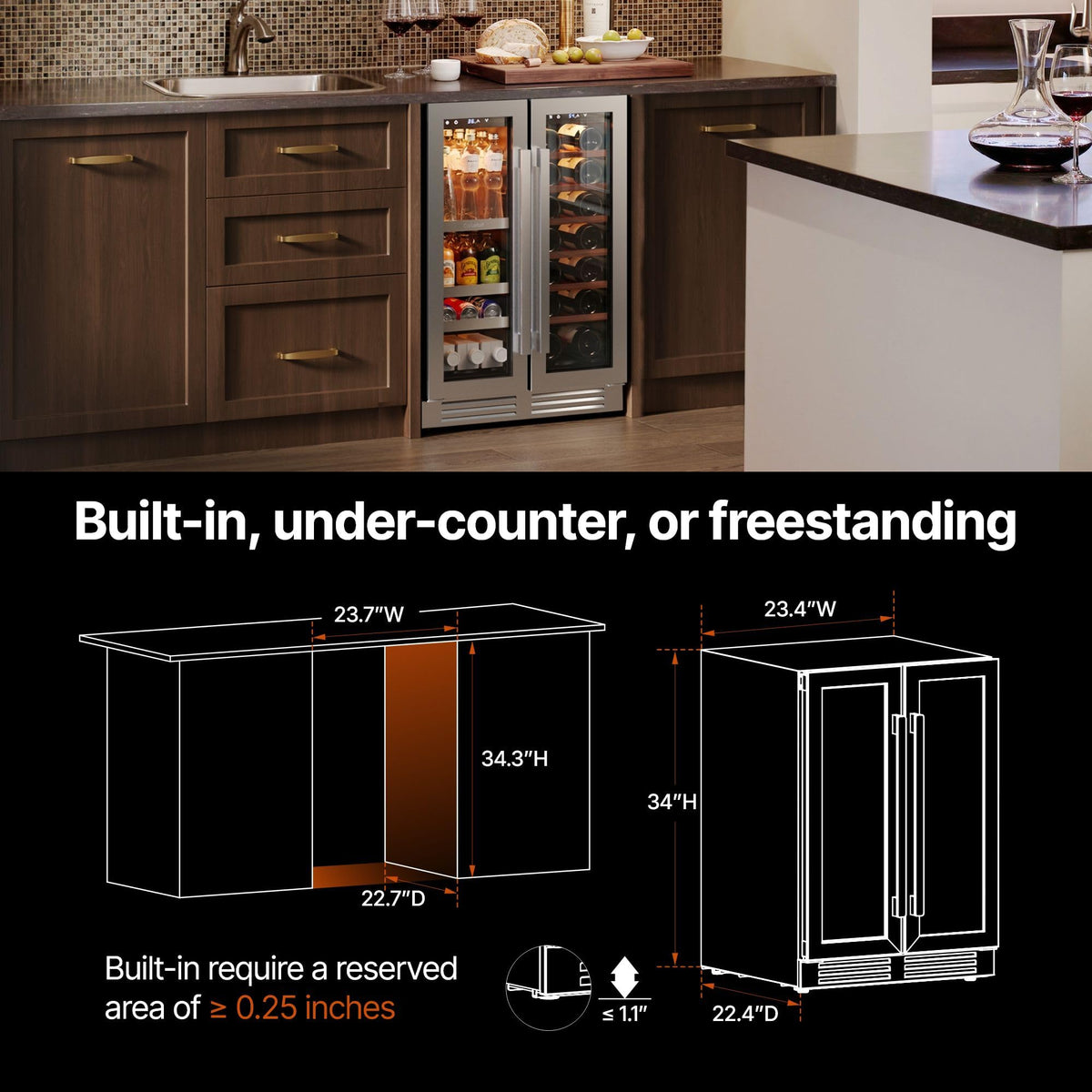 Ca'Lefort 24'' Beverage Refrigerator, 180 Can Beverage Fridge Under Counter Jansha Store