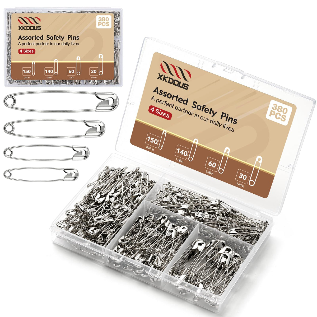 XKDOUS 3 Inch Large Safety Pins 100 pcs Silver Pins Bulk Jansha Store
