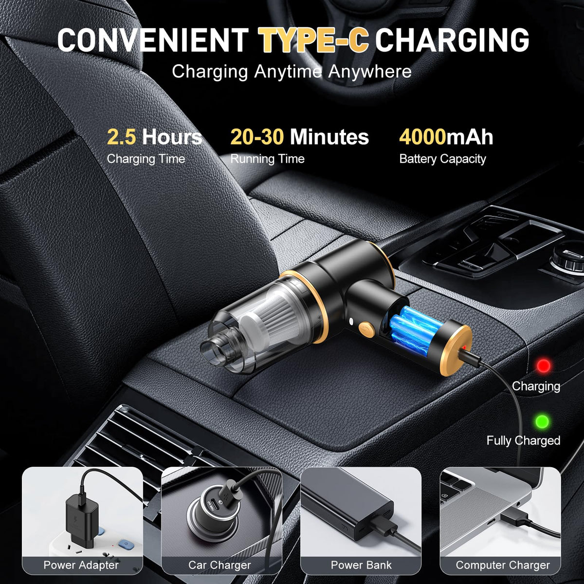 KMM Handheld Car Vacuum Cleaner, Hand Held Vacuum & Air Duster Jansha Store