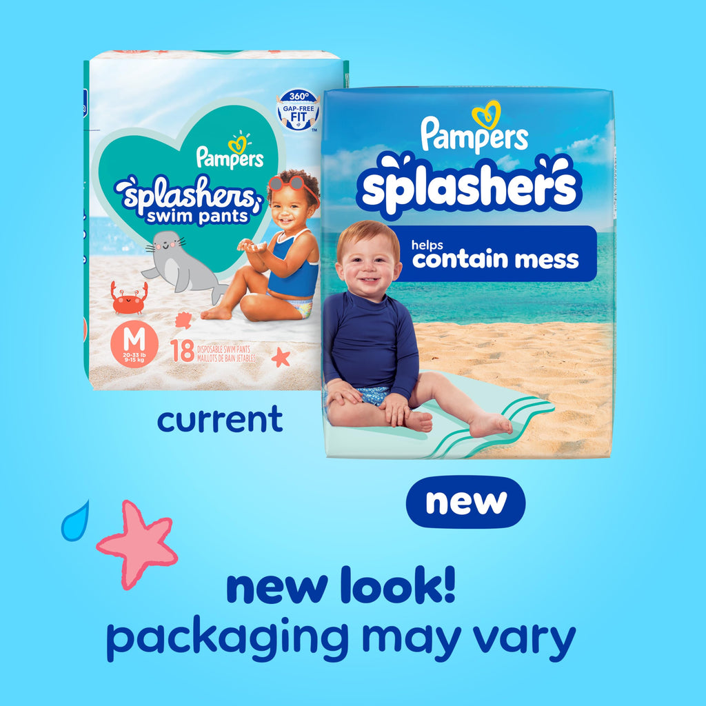 Pampers Splashers Swim Diapers, Size 4, 18 Count, Disposable Swim Diapers, Contains Mess, No Swell Jansha Store