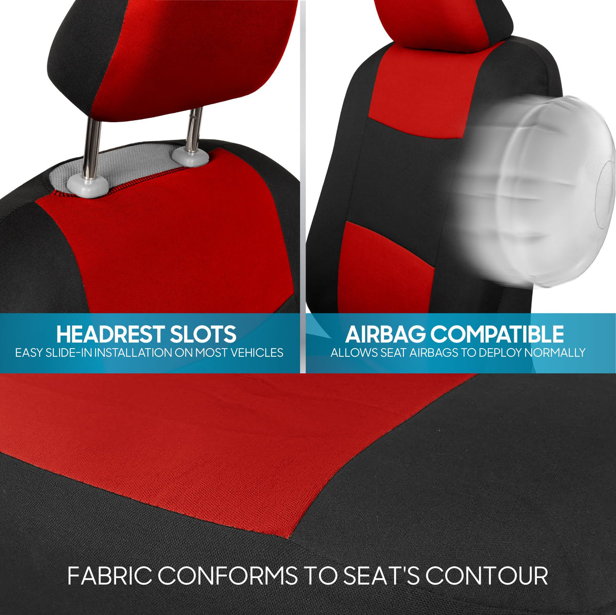 BDK PolyPro Car Seat Covers Full Set in Solid Black, Front and Rear Split Bench Seat Covers for Cars, Easy to Install Car Seats Cover Set and Accessories for Auto Trucks Van SUV - Solid Black Jansha Store