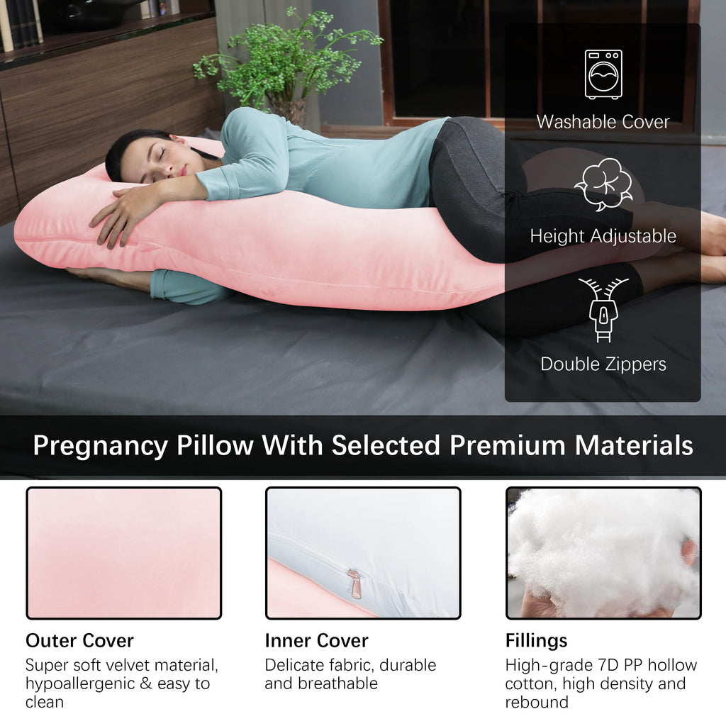 MOON PARK Pregnancy Pillows for Sleeping - U Shaped Full Body Maternity Pillow with Removable Cover - Support for Back, Legs, Belly, HIPS - 65 Inch - Purple Jansha Store