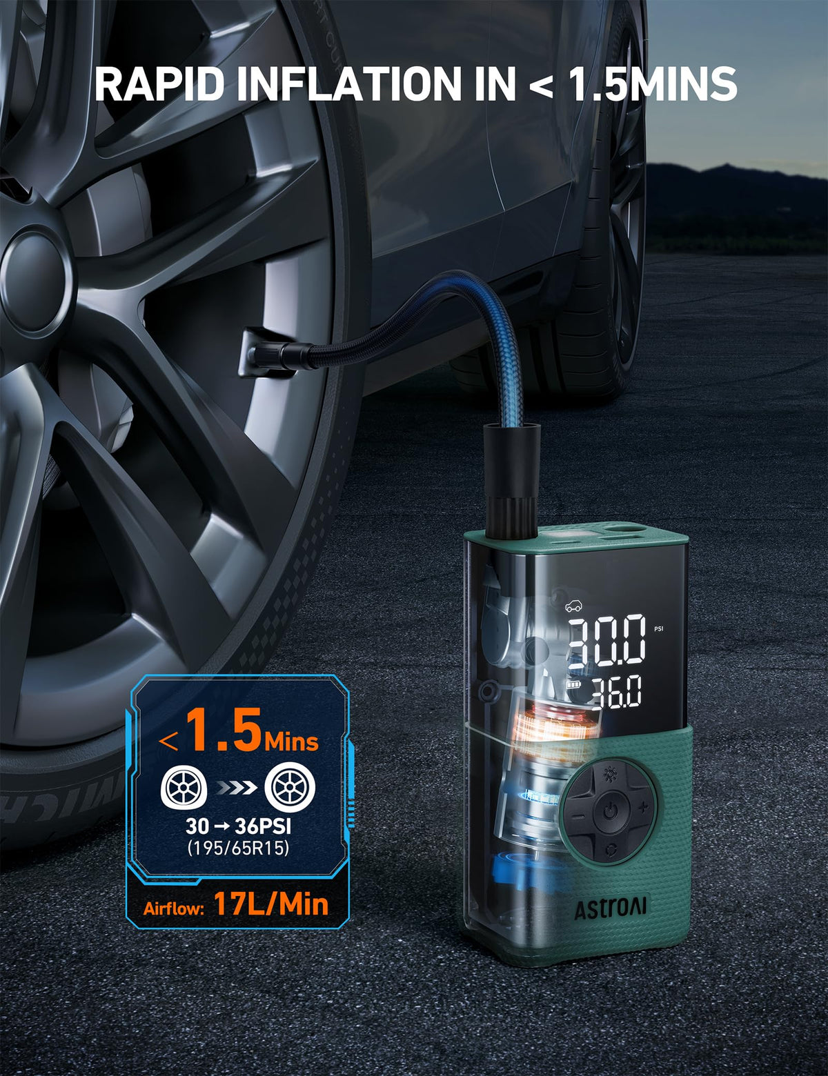 AstroAI L7 Tire Inflator Portable Air Compressor,150 PSI Cordless Bike Pump Jansha Store