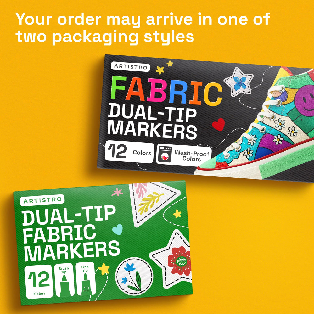 ARTISTRO 5 Black Dual-Tip Fabric Markers Decorating Kit, for Clothes Jansha Store