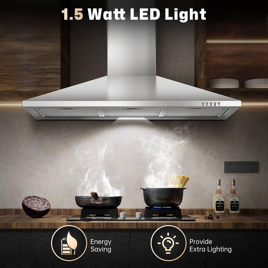 SNDOAS Black Range Hood,Wall Mount Range Hood 30 inch,Stainless Steel Kitchen Hood with Ducted/Ductless Convertible,Stove Vent Hood,Aluminum Filters,3 Speed Exhaust Fan,LED Light,Button Control Jansha Store