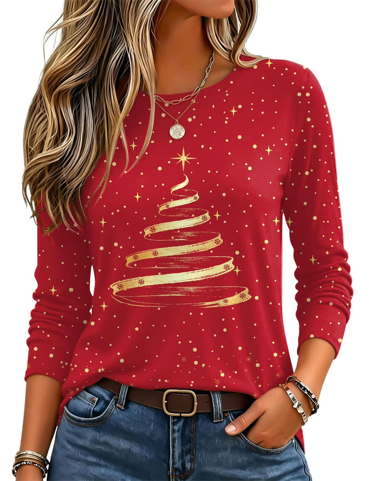 Zeagoo Women's Casual Shirts Long Sleeve Tops Crewneck Tshirts Fall Clothes Jansha Store
