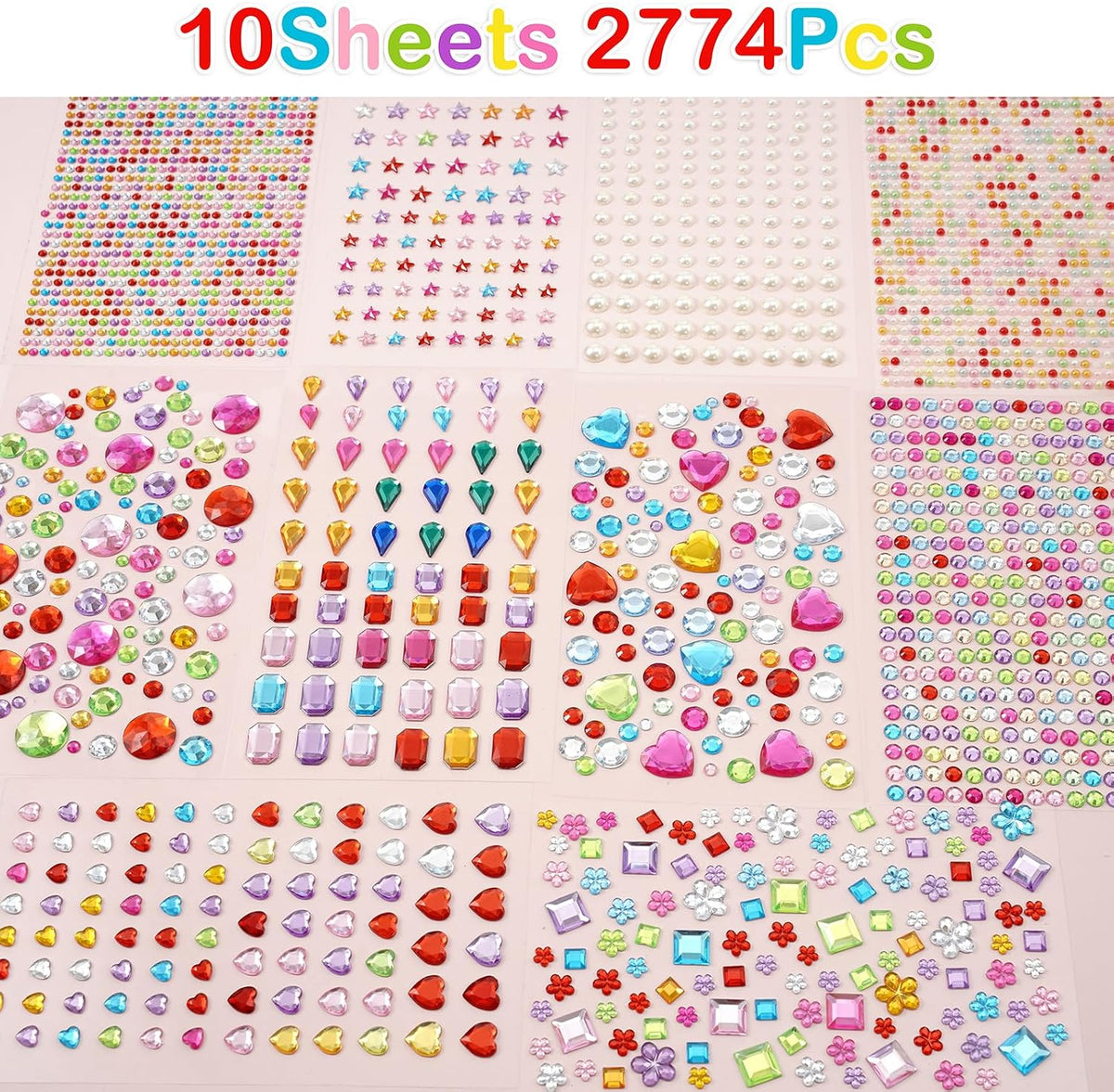 MYDBUYSOME 2774pcs Gem Stickers Jewels for Crafts, Adhesive Gems Rhinestone Jansha Store