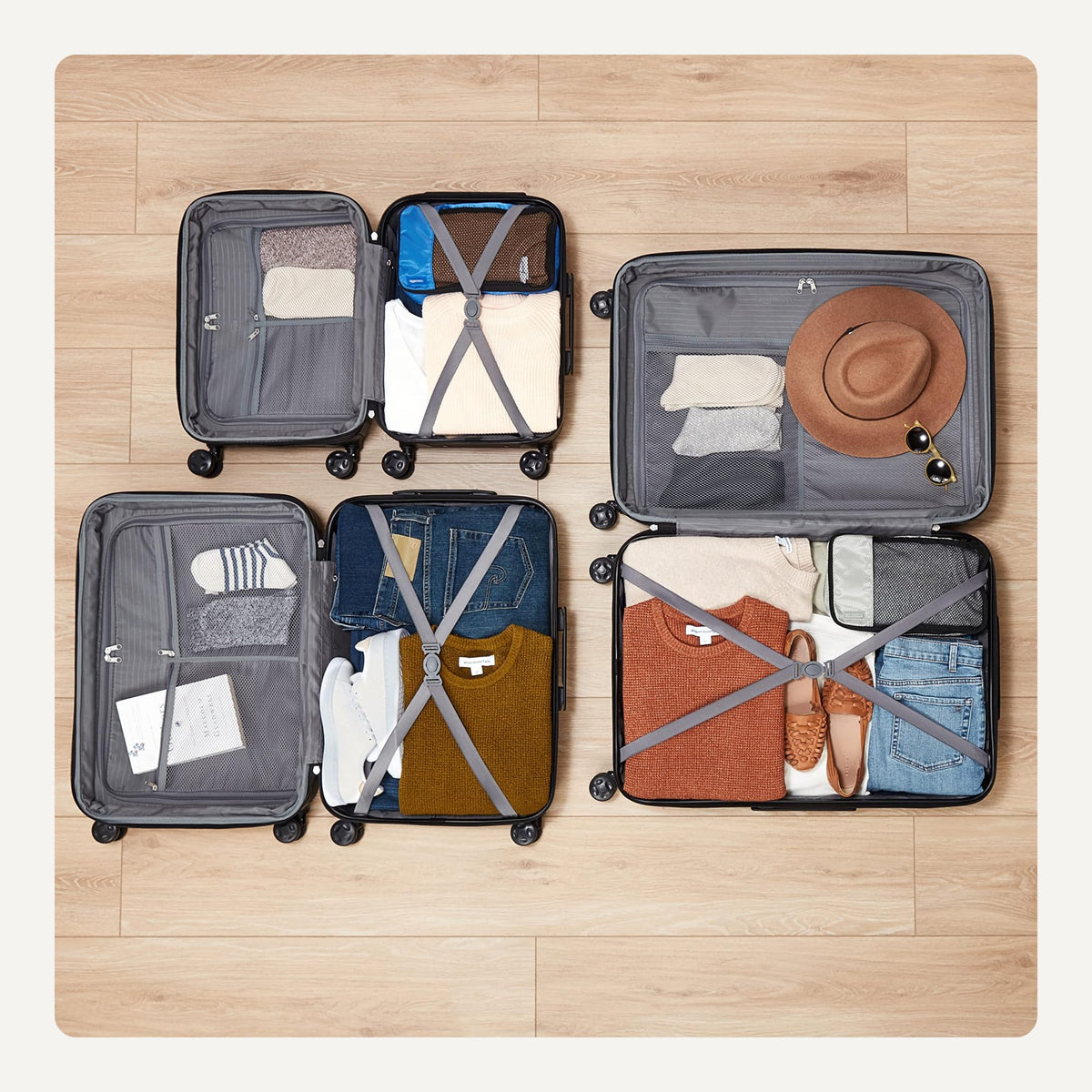 Amazon Basics 3-Piece Hardshell Suitcases Set (21", 26", 30"), Expandable For Up to 25% More Space, With Scratch-Resistant Finish, Four Multi-Directional Wheels, Rose Gold Jansha Store