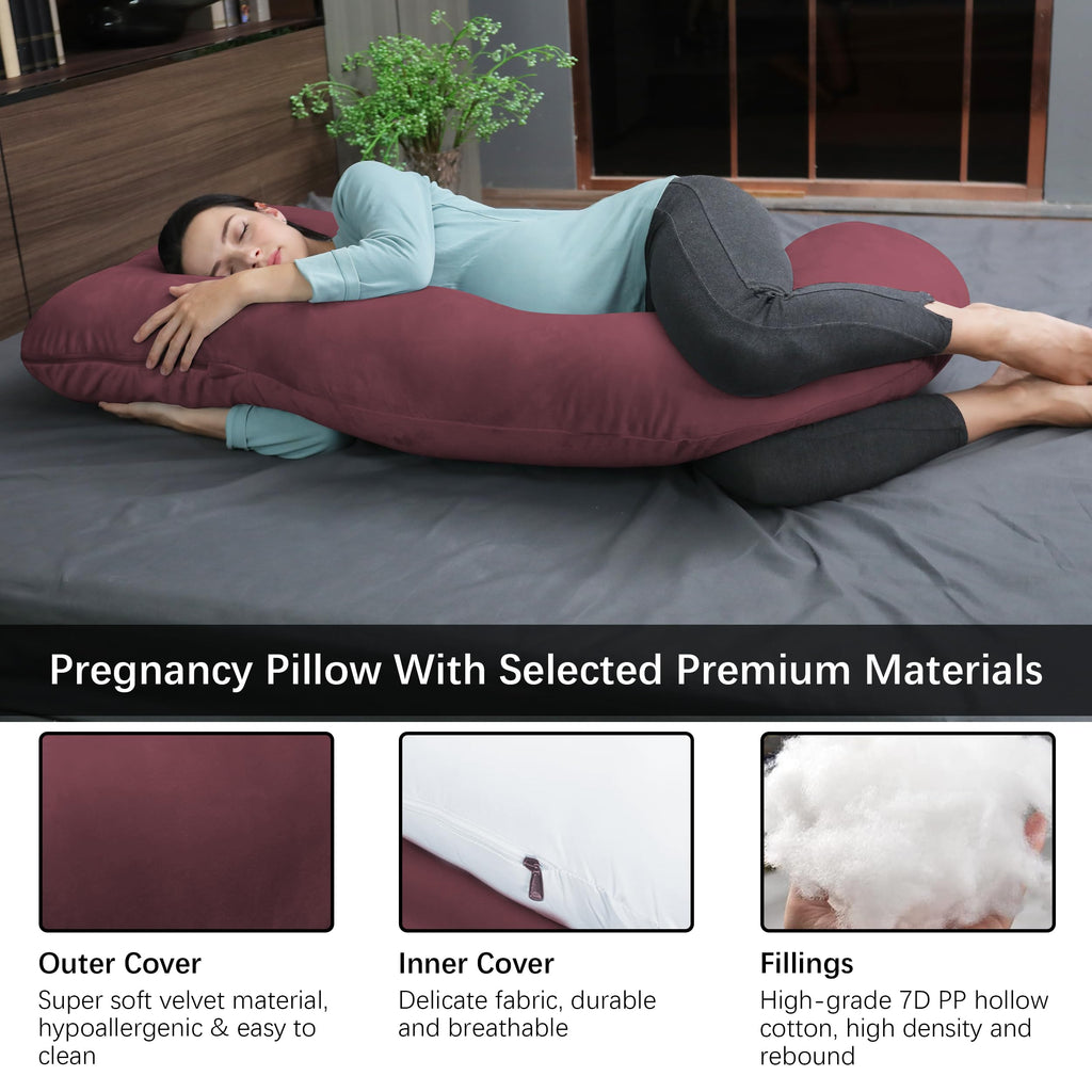 MOON PARK Pregnancy Pillows for Sleeping - U Shaped Full Body Maternity Pillow with Removable Cover - Support for Back, Legs, Belly, HIPS - 65 Inch - Purple Jansha Store