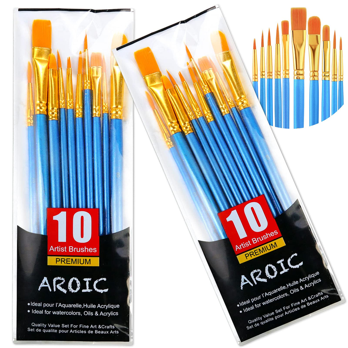 AROIC 10 Pcs Paint Brushes, Acrylic Oil Watercolor Painting Brush Set Jansha Store