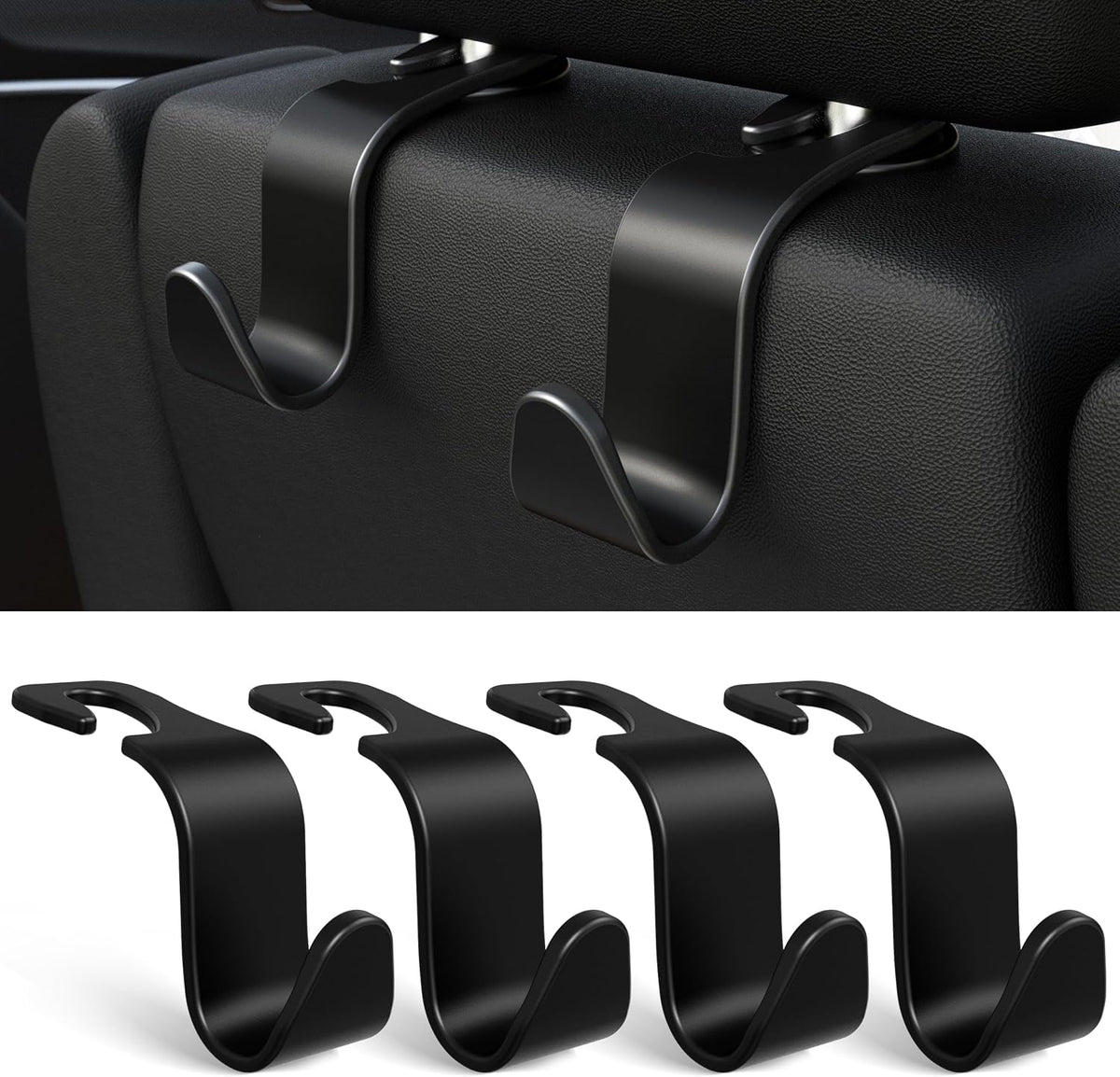 4-Pack Car Headrest Hooks Holds 55lbs Seat Storage Organizer for Bags Jansha Store