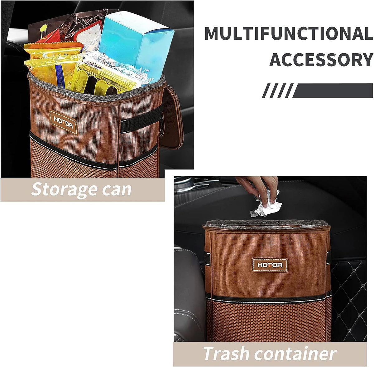 HOTOR Car Trash Can, Leakproof Car Organizer, 2-Gallon, Black Jansha Store