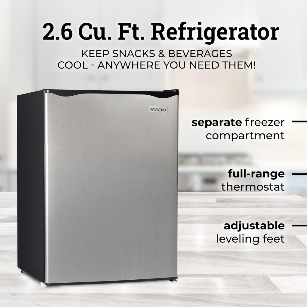 Igloo 3.2 Cu.Ft. Mini Fridge with Freezer - Single Door Compact Refrigerator with Glass Shelves for Homes, Dorms & Offices- Keep Snacks, Drinks & Frozen Foods Cool with Temperature Control Mini Fridge Jansha Store