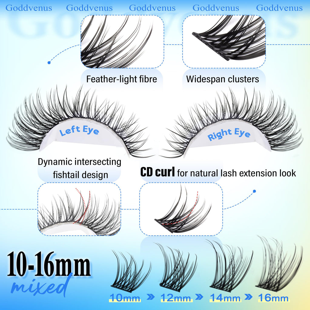 Brown Lash Clusters Natural For Soft Glam 300Pcs Wispy Lashes Cluster Eyelash Cluster Extensions C Curve Individual Lashes DIY Lash Extension Waterproof & Long - Lasting (10-16mm) Jansha Store