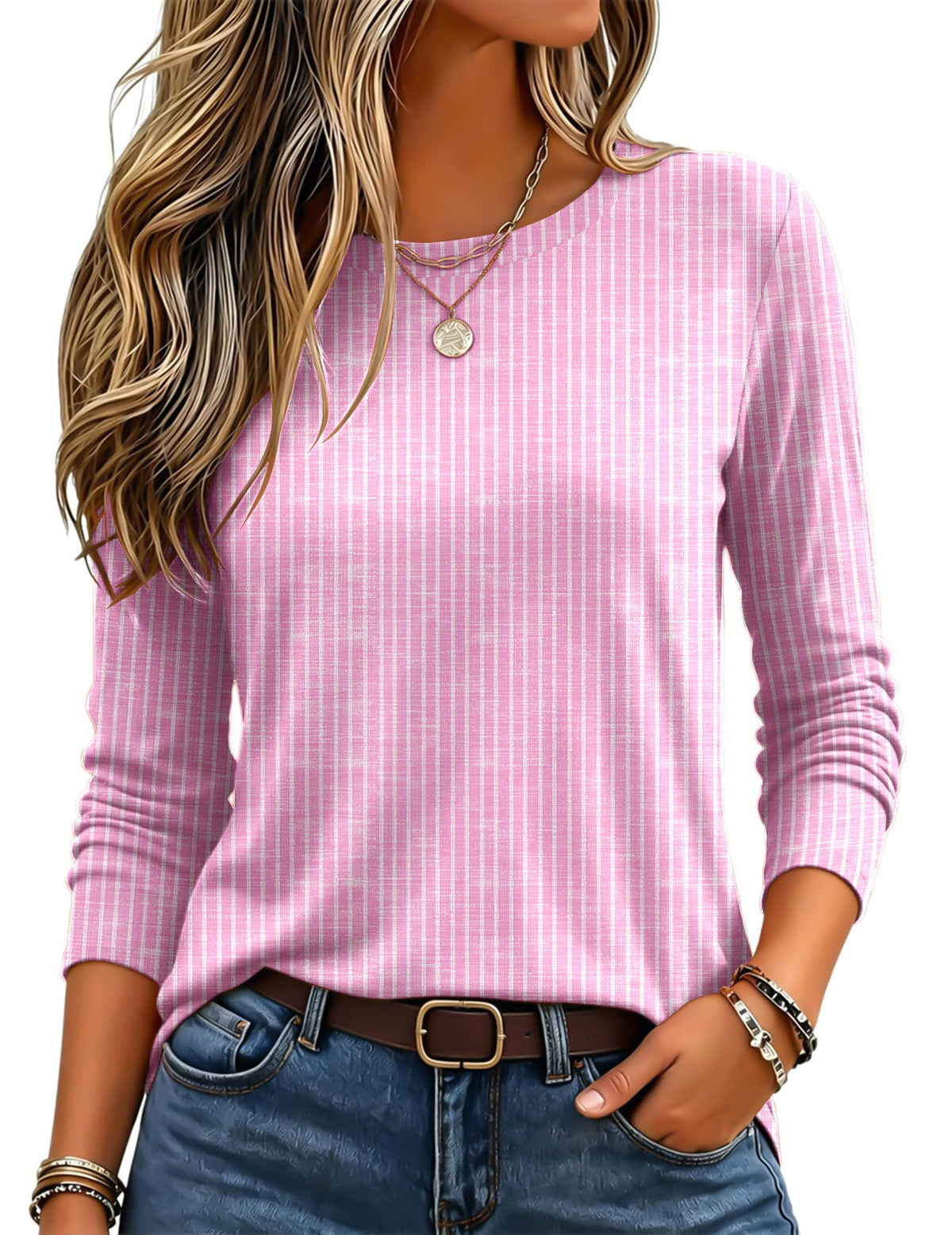 Zeagoo Women's Casual Shirts Long Sleeve Tops Crewneck Tshirts Fall Clothes Jansha Store