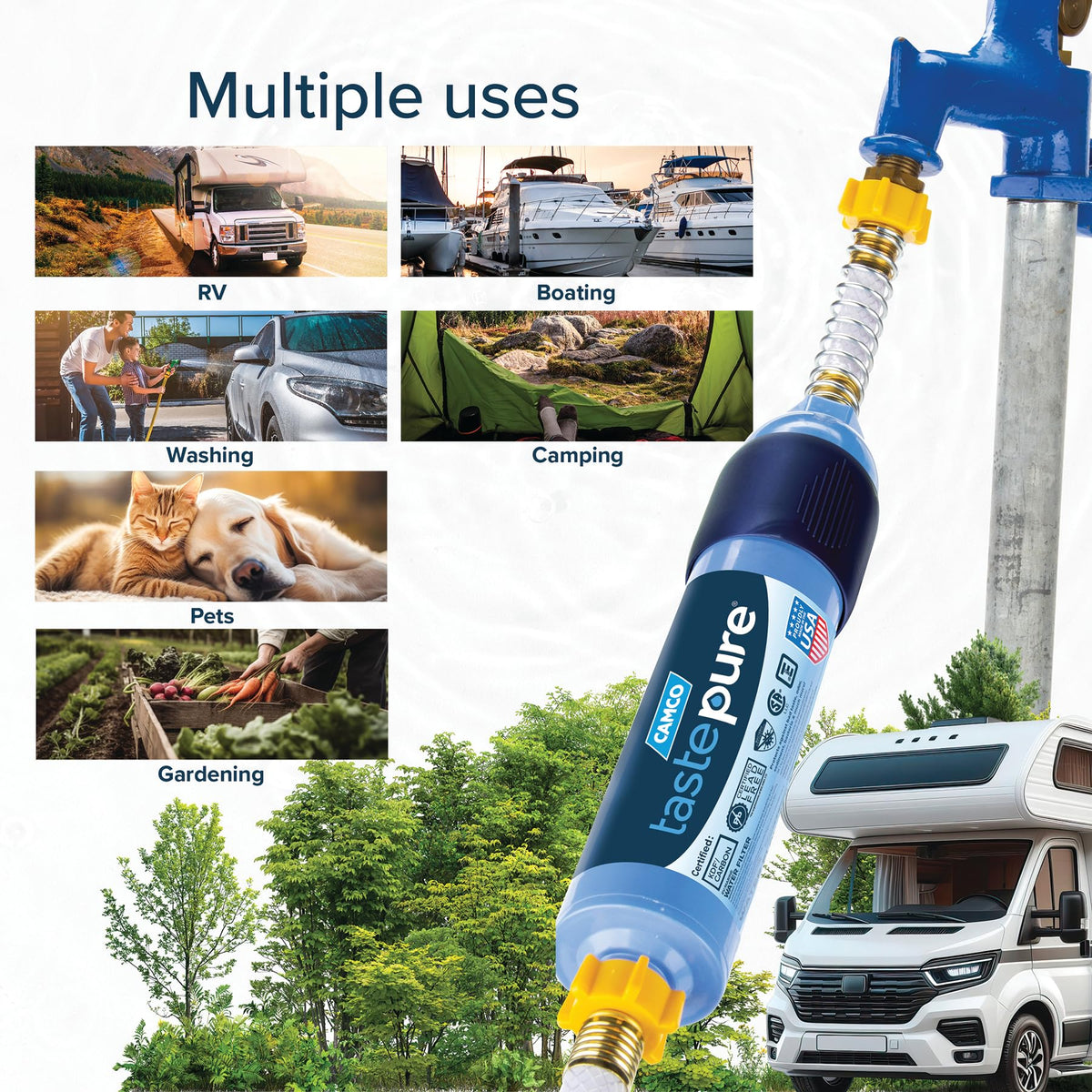 Camco Tastepure RV Water Filter - GAC & KDF Filtration - Made in the USA Jansha Store