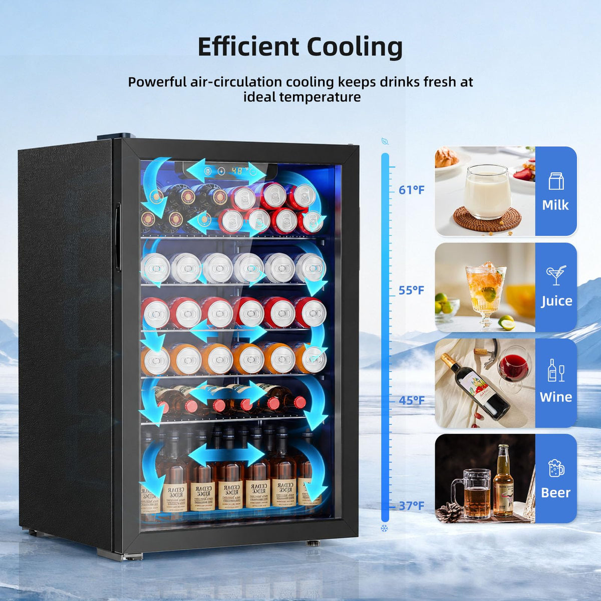 Antarctic Star Beverage Refrigerator Cooler 68 Can, Mini Fridge with Glass Door for Beer Drinks Wine,Freestanding Small Fridge with Electronic Temperature Control for Home and Bar,1.7 cu.ft Jansha Store