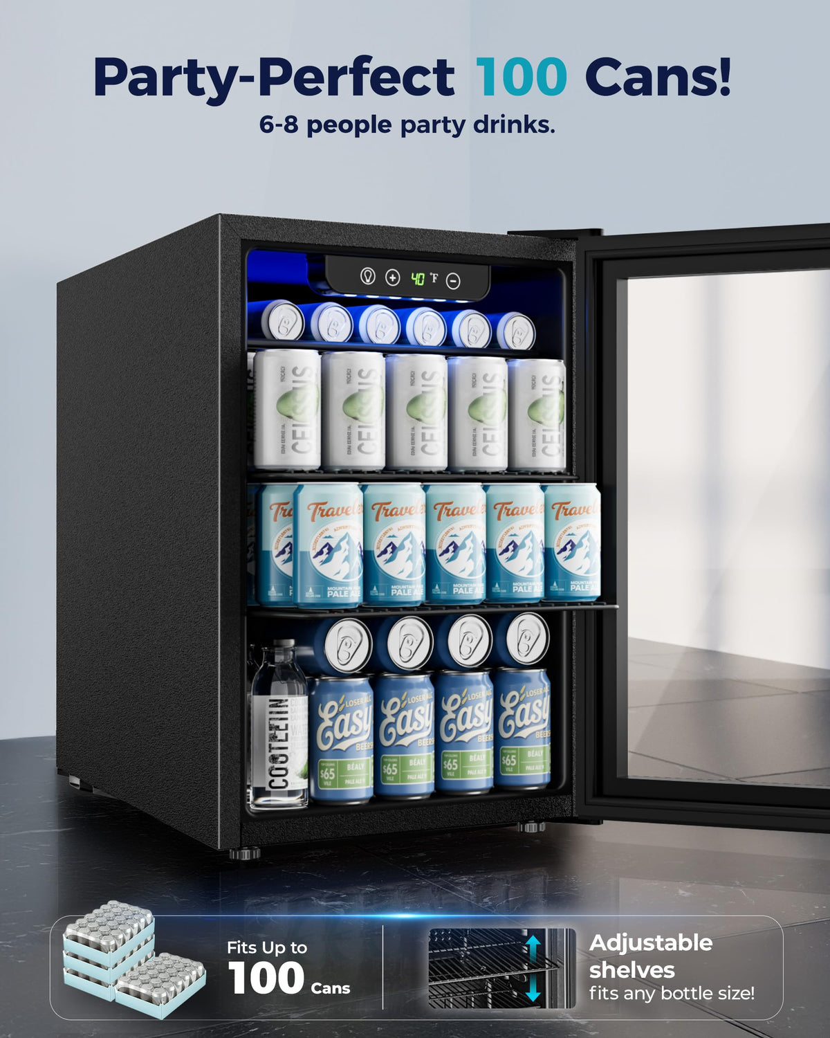 EUHOMY 24 Can Mini Fridge, 18L Beverage Refrigerator with Quiet Compressor Jansha Store