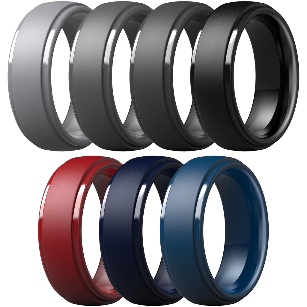 ThunderFit Silicone Rings for Men, Step Edge Rubber Wedding Bands 10mm Wide Jansha Store