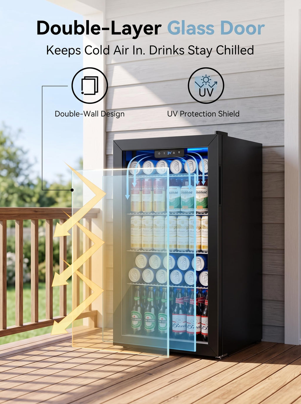 Icyglee 3.2 Cu.Ft Beverage Refrigerator Cooler, 126 Can Mini Fridge,Silver Jansha Store