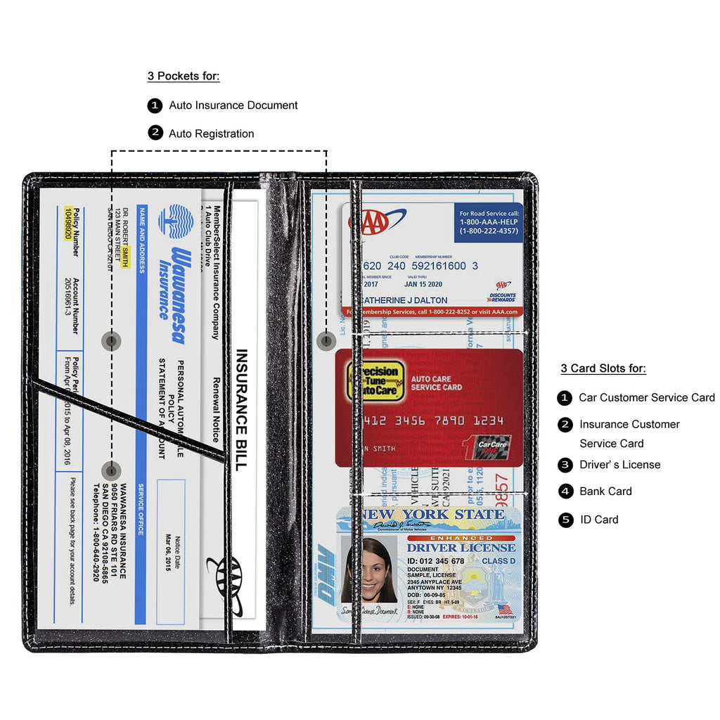 TOURSUIT Car Registration and Insurance Card Holder, Marble Black Jansha Store