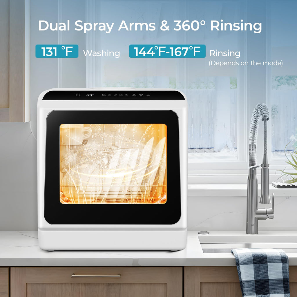 EUHOMY Countertop Dishwasher Portable, 6 Programs with 40 dB, No Hookup Jansha Store