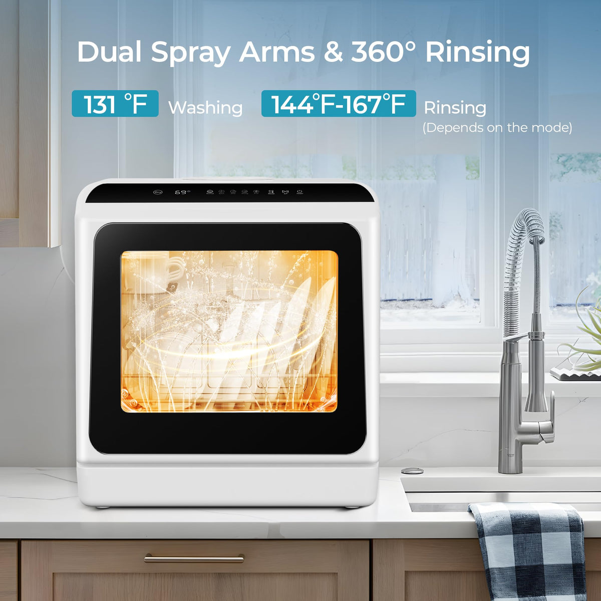 EUHOMY Countertop Dishwasher Portable, 6 Programs with 40 dB, No Hookup Jansha Store
