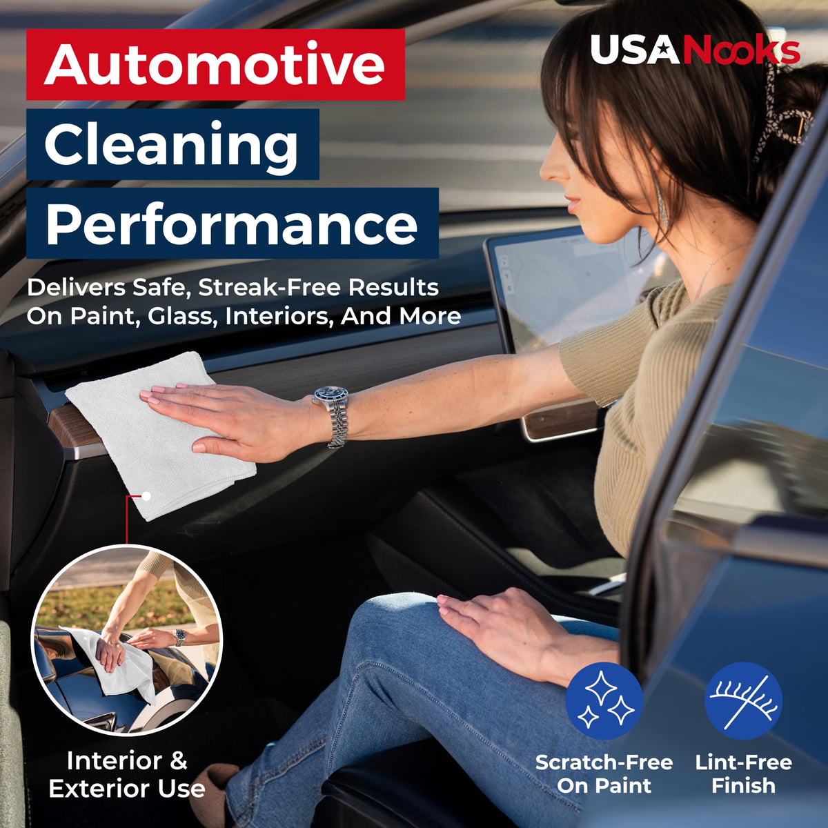 USANOOKS Microfiber Cleaning Cloth Grey - 12 Pcs (12.5"x12.5") - High Performance - 1200 Washes, Ultra Absorbent Microfiber Towel Weave Grime & Liquid for Streak-Free Mirror Shine - Car Washing Cloth Jansha Store