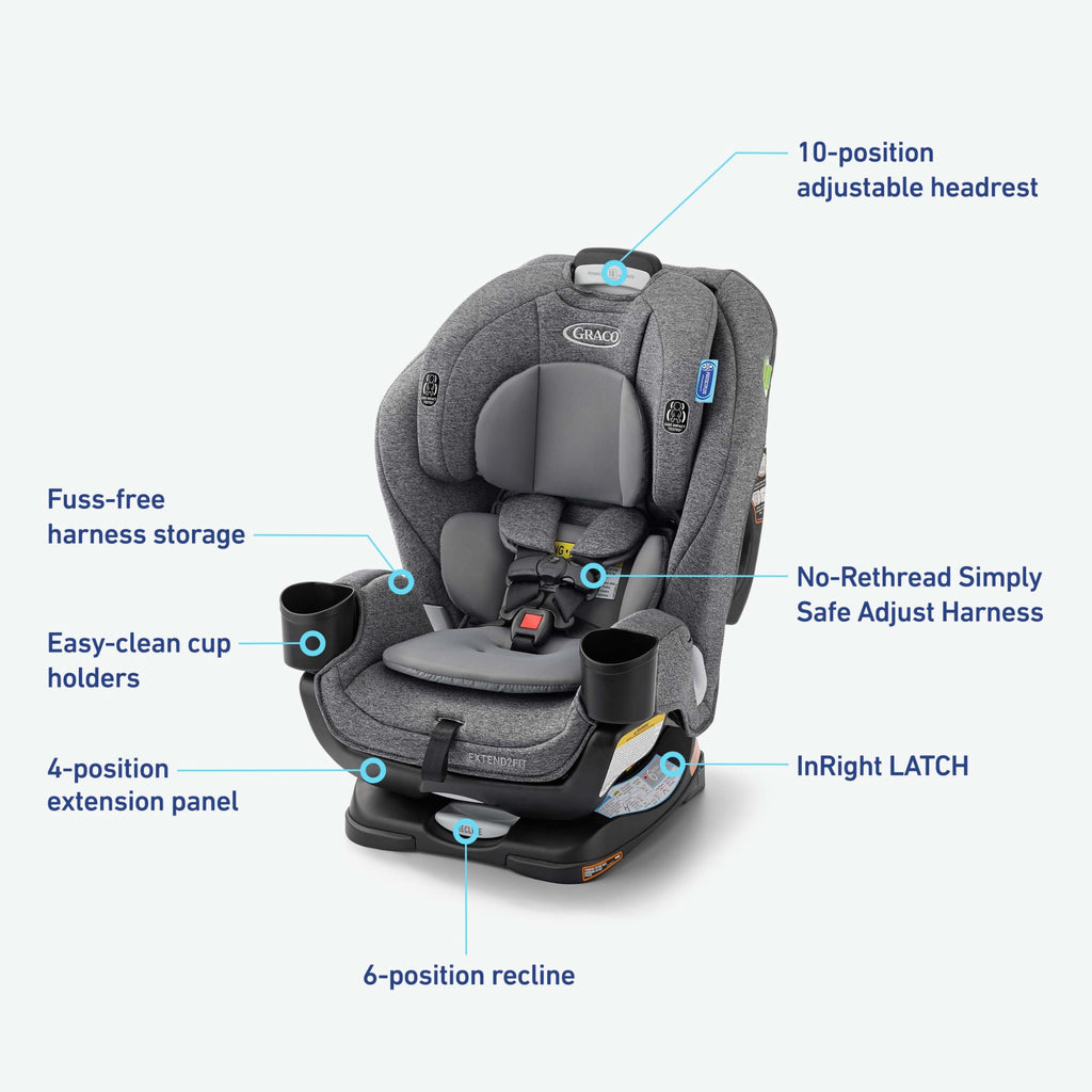 Graco Extend2Fit 2-in-1 Convertible Car Seat, Gotham Jansha Store