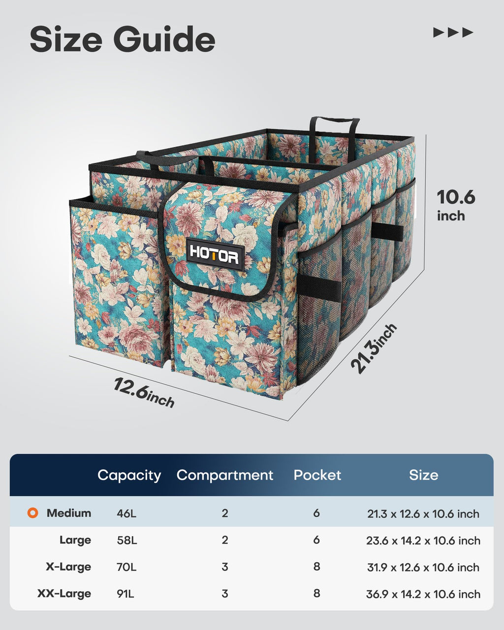 HOTOR Trunk Organizer - Foldable Car Organizer for SUVs & Sedans Storage Jansha Store